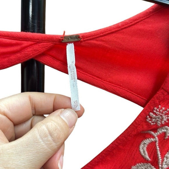 Free People. Red Embellished Ruffled Sundress - Picture 9 of 11